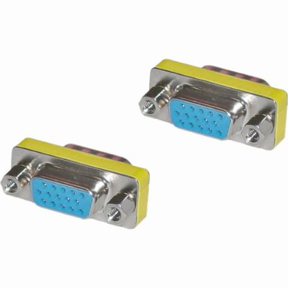 Picture of 4XEM VGA HD-15 Interface Female To Female Adapter/Coupler - 1 x 15-pin HD-15 VGA Female - 1 x 15-pin HD-15 VGA Female - Silver, Yellow