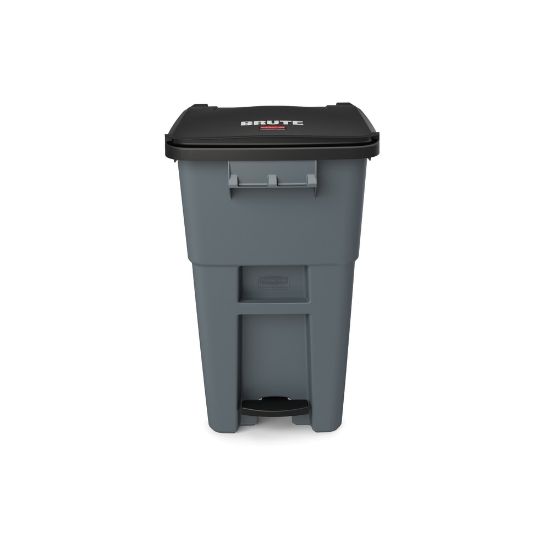 Picture of Rubbermaid Commercial BRUTE Rectangular Polyethylene Rollout Bin, Step-On, 50 Gallons, Gray