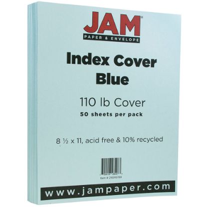 Picture of JAM Paper Card Stock, Vellum Bristol Blue, Letter (8.5in x 11in), 110 Lb, Pack Of 50