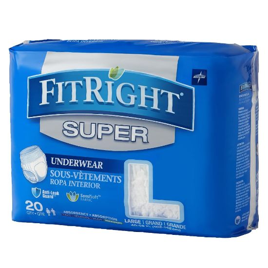 Picture of FitRight Super Protective Underwear, Large, 40 - 56in, White, Pack Of 20