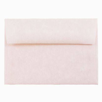 Picture of JAM Paper Booklet Envelopes, #4 Bar (A1), Gummed Seal, 30% Recycled, Parchment Pink Ice, Pack Of 25