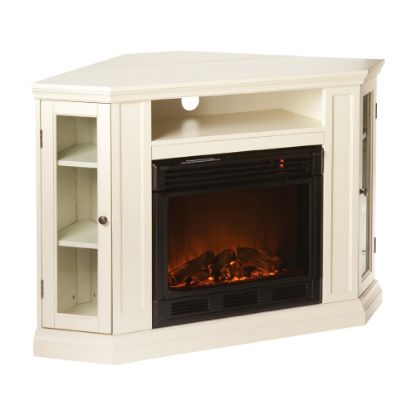 Picture of SEI Furniture Claremont Electric Fireplace Media Console, 32 1/4inH x 48inW x 27inD, Ivory