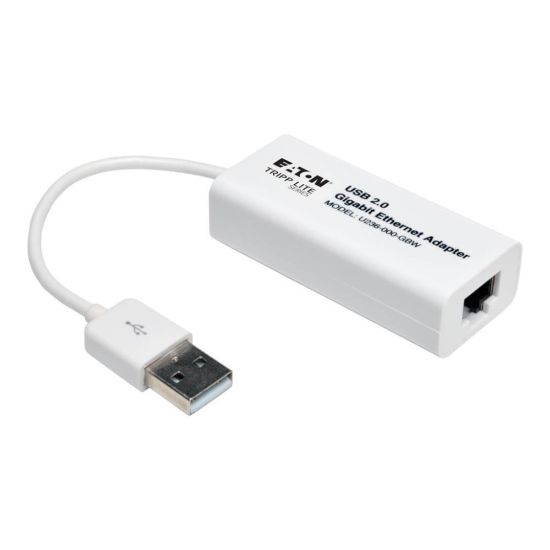 Picture of Eaton Tripp Lite Series USB 2.0 Hi-Speed to Gigabit Ethernet NIC Network Adapter White - Network adapter - USB 2.0 - Gigabit Ethernet x 1 - white