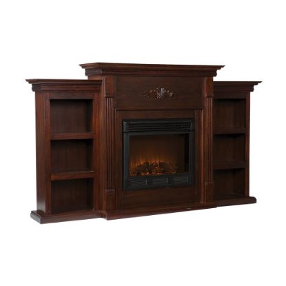 Picture of SEI Furniture Tennyson Electric Fireplace With Built-In Bookcases, 42 1/4inH x 70 1/4inW x 14inD, Espresso