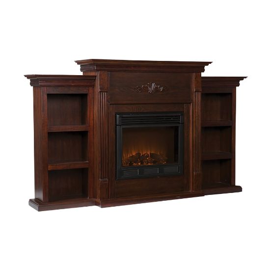 Picture of SEI Furniture Tennyson Electric Fireplace With Built-In Bookcases, 42 1/4inH x 70 1/4inW x 14inD, Espresso