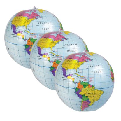 Picture of Learning Resources Inflatable World Globes, 12in, Pack Of 3 Globes