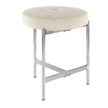 Picture of LumiSource Chloe Vanity Stool, White/Chrome