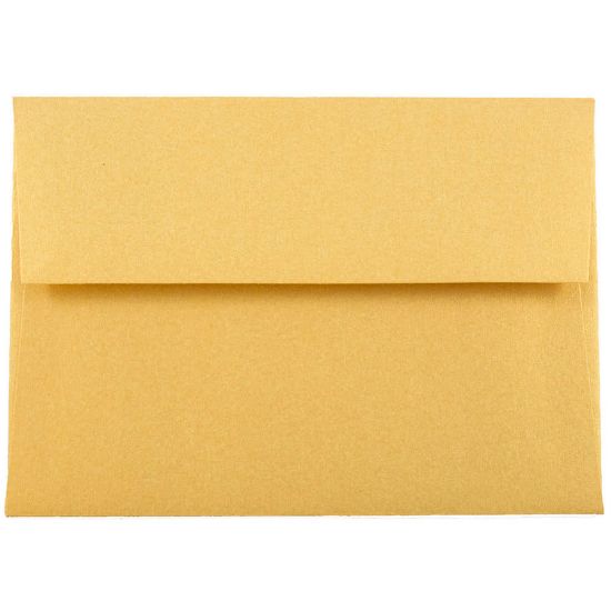 Picture of JAM Paper Booklet Envelopes, #4 Bar (A1), Gummed Seal, Stardream Gold Metallic, Pack Of 25