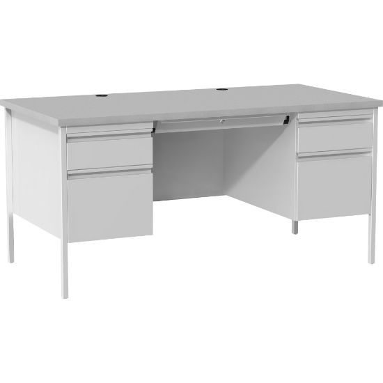 Picture of LorellDouble Pedestal Writing Desk, 30inW, Gray