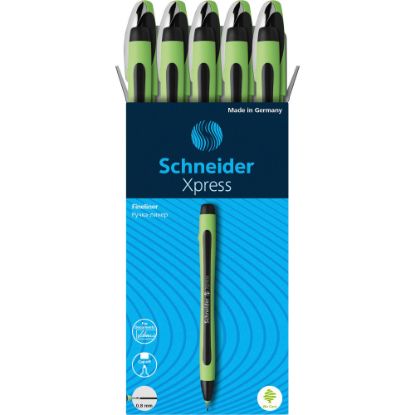 Picture of Rediform Schneider Xpress Premium Fineliner Pens, Fine Point, 0.8 mm, Black/Green Barrel, Black Ink, Pack Of 10 Pens