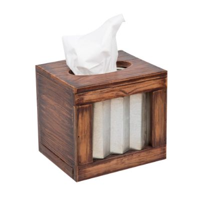 Picture of Mind Reader Rustic Tissue Holder, Small Size, Brown