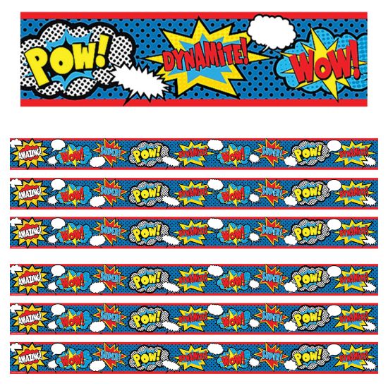 Picture of Teacher Created Resources Straight Border Trim, 3in x 35in, Superhero, 12 Pieces Per Pack, Set Of 6 Packs