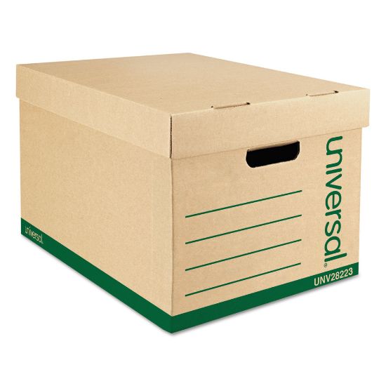 Picture of Universal Record Standard-Duty Storage Boxes With Lift-Off Lids And Built-In Handles, Letter/Legal Size, 10in x 12in x 15in, 100% Recycled, Kraft, Case Of 12