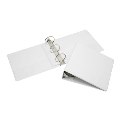 Picture of SKILCRAFT Clear Overlay 3-Ring Binder, 3in Round Rings, White (AbilityOne 7510-01-510-4866)