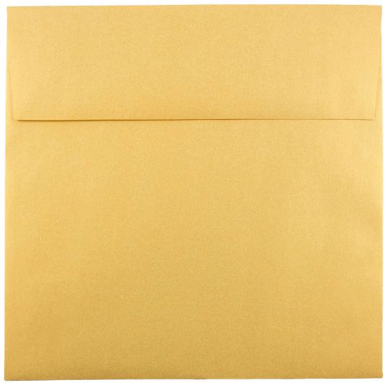 Picture of JAM Paper Square Stardream Metallic Envelopes, 8 1/2in x 8 1/2in, Gummed Seal, Gold, Pack Of 25