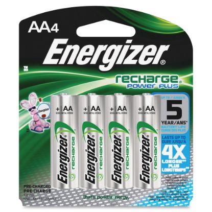 Picture of Energizer Recharge Power Plus Rechargeable AA Battery 4-Packs - For Multipurpose - Battery Rechargeable - AA - 2300 mAh - 1.2 V DC - 4 / Carton