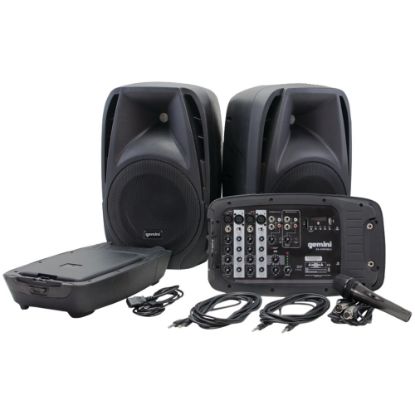 Picture of Gemini Sound Bluetooth Portable PA System With Speakers, Mixer & Wired Microphone, Black, ES-210MXBLU