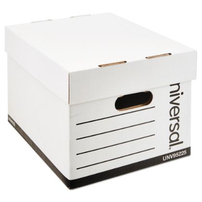 Picture of Universal Extra Strength Heavy-Duty Storage Boxes With Lift-Off Lids And Built-In Handles, Letter/Legal Size, 9 7/8in x 12 1/8in x 15 1/8in, White, Case Of 12