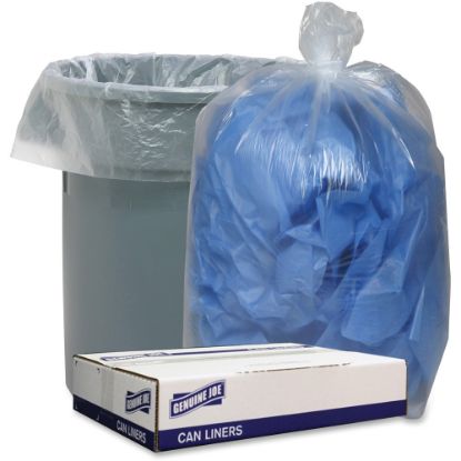 Picture of Genuine Joe Clear Low Density Can Liners - 33 gal Capacity - 33in Width x 39in Length - 1.10 mil (28 Micron) Thickness - Low Density - Clear - 100/Carton - Recycled