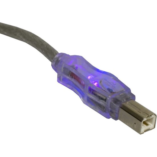 Picture of QVS USB 2.0 480Mbps Type A Male to B Male Translucent Cable with LEDs - 6 ft USB Data Transfer Cable for Printer, Scanner, Storage Drive - First End: 1 x USB Type A - Male - Second End: 1 x USB Type B - Male - Shielding - Purple