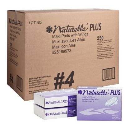 Picture of Rochester Midland Naturelle Maxi Pads With Wings, Carton Of 250