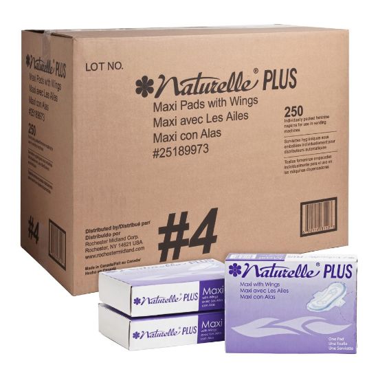 Picture of Rochester Midland Naturelle Maxi Pads With Wings, Carton Of 250