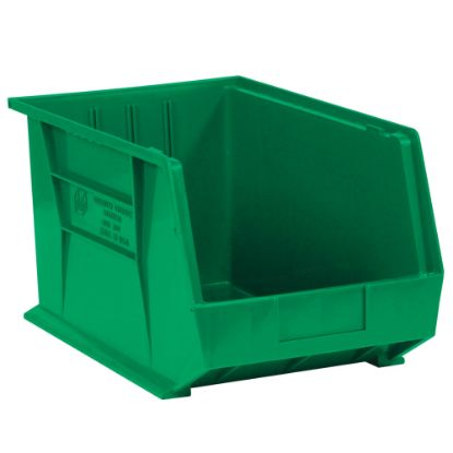 Picture of Partners Brand Plastic Stack & Hang Bin Boxes, Medium Size, 10 3/4in x 8 1/4in x 7in, Green, Pack Of 6