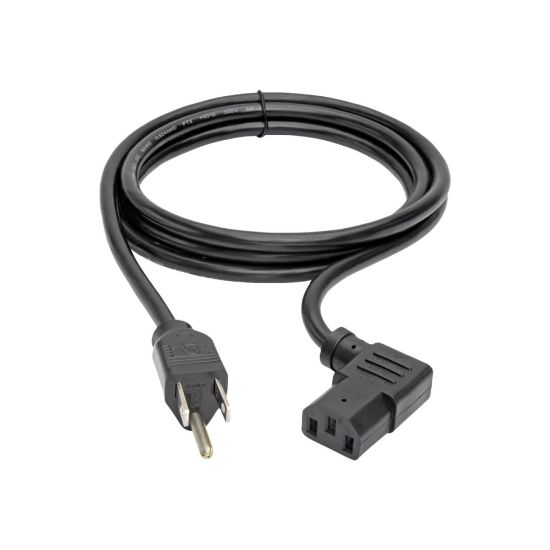 Picture of Eaton Tripp Lite Series Computer Power Cord, NEMA 5-15P to Right-Angle C13 - 10A, 125V, 18 AWG, 6 ft. (1.83 m), Black - Power cable - power IEC 60320 C13 to NEMA 5-15 (M) - AC 110 V - 6 ft - right-angled connector - black