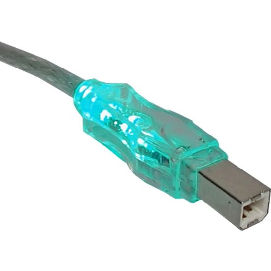 Picture of QVS USB 2.0 480Mbps Type A Male to B Male Translucent Cable with LEDs - 10 ft USB Data Transfer Cable for Printer, Scanner, Storage Drive - First End: 1 x USB Type A - Male - Second End: 1 x USB Type B - Male - Shielding - Green