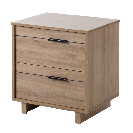 Picture of South Shore Fynn 2-Drawer Nightstand, 22-1/4inH x 22-1/4inW x 16-1/2inD, Rustic Oak