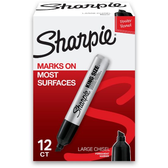 Picture of Sharpie King-Size Permanent Markers, Black, Pack Of 12