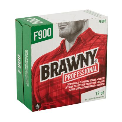 Picture of Brawny Professional by GP PRO FLAX 900 Heavy-Duty 1-Ply Wipers, 9in x 16in, White, Box Of 72