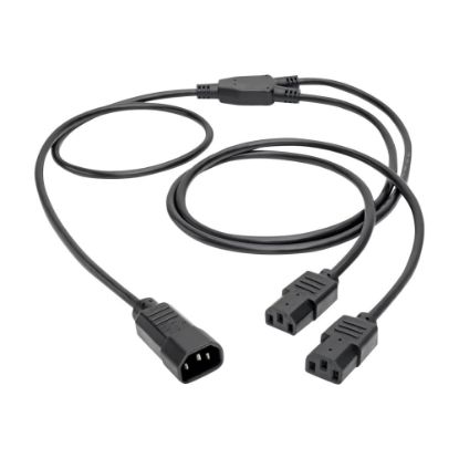 Picture of Eaton Tripp Lite Series C14 Male to C13 Female Splitter, PDU Style - C14 to 2x C13, 10A, 250V, 18 AWG, 6 ft. (1.83 m), Black - Power extension cable - IEC 60320 C14 to power IEC 60320 C13 - AC 100-250 V - 10 A - 6 ft - black