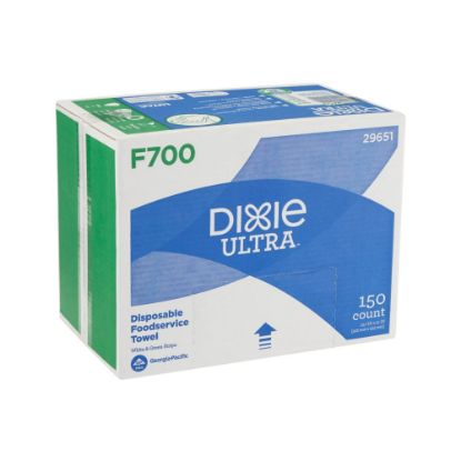 Picture of Brawny Dixie Ultra F700 Disposable Foodservice Towels By Gp Pro, White & Green Stripe, 150 Towels Per Box