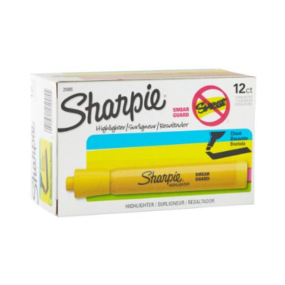 Picture of Sharpie Tank Style Highlighters, Chisel Tip, Yellow, Box of 12