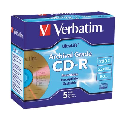 Picture of Verbatim UltraLife Gold CD-R Discs, Pack Of 5