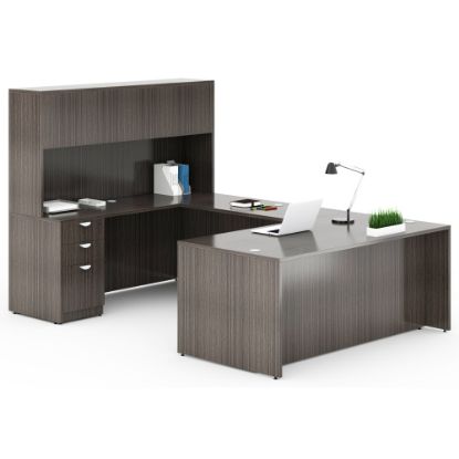 Picture of Boss Office Products Holland Series Executive U-Shape Desk With File Storage, Pedestal And Hutch, Driftwood