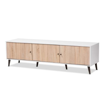 Picture of Baxton Studio Hill TV Stand, White/Oak Brown