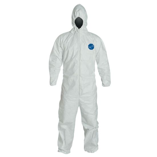 Picture of DuPont Tyvek 400 Coveralls With Attached Hood, 3X, White, Pack Of 25 Coveralls