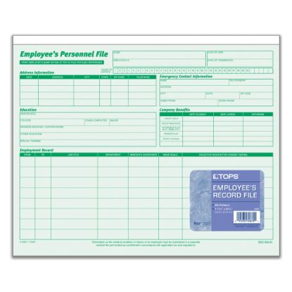 Picture of TOPS Employee Record File Folders, 11 3/4in x 9 1/2in, Green, Pack Of 20