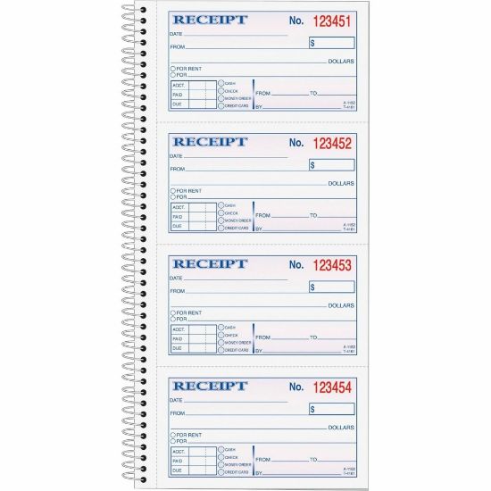 Picture of TOPS Money/Rent Receipt Book, 2-Part, Carbonless, 11in x 5 1/4in, White/Canary