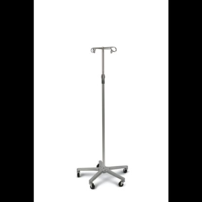 Picture of Medline Aluminum Deluxe 5-Leg IV Poles, Chrome, Case Of 2