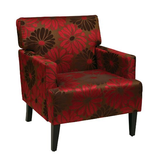 Picture of Ave Six Carrington Arm Chair, Chrysanthemum Floral Groovy Red/Dark Brown