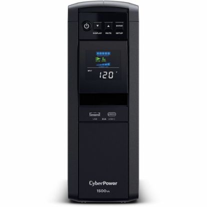 Picture of CyberPower CP1500PFCLCD UPS 1500VA 1000W PFC compatible Pure sine wave - 1500VA/900W - Tower - 2 Minute Full Load - 10 x NEMA 5-15R