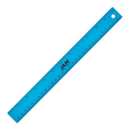 Picture of JAM Paper Non-Skid Stainless-Steel Ruler, 12in, Blue