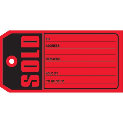 Picture of Partners Brand "Sold" Tags, #5, 4 3/4in x 2 3/8in, Red, Box Of 500