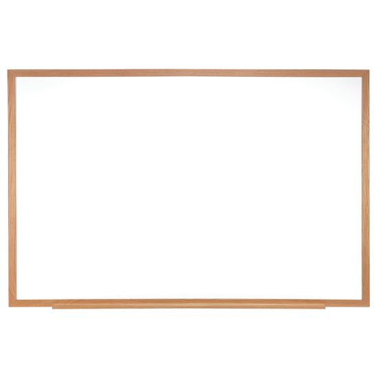 Picture of Ghent Melamine Dry-Erase Whiteboard, 24in x 36in, Wood Frame With Brown Finish