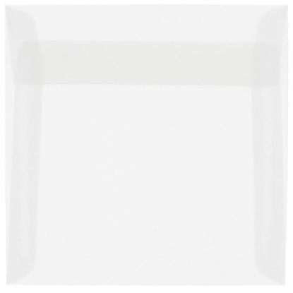 Picture of JAM Paper Translucent Vellum Invitation Envelopes, 6 1/2in x 6 1/2in, Gummed Seal, Clear, Pack Of 25