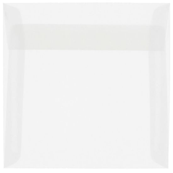 Picture of JAM Paper Translucent Vellum Invitation Envelopes, 6 1/2in x 6 1/2in, Gummed Seal, Clear, Pack Of 25