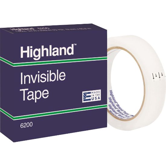 Picture of Highland 3/4inW Matte-finish Invisible Tape - 72 yd Length x 0.75in Width - 3in Core - For Mending, Holding, Splicing - 1 / Roll - Matte - Clear